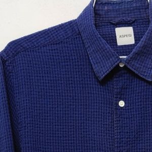 Aspesi casual button down shirt cotton slim navy blue size M